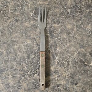 Vernco Granny 3 Prong Tine Meat Serving Fork Wood 9"‎ Stainless